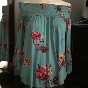 Off the shoulder floral blouse